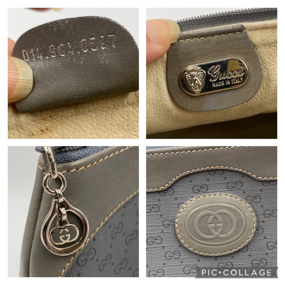 Gucci Microguccissima Clutch Vintage Monogram Blue Gray GG Web Canvas Toiletry - Picture 3 of 8
